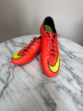 Nike Mercurial Unisex Orange and Neon Yellow Soccer Shoes